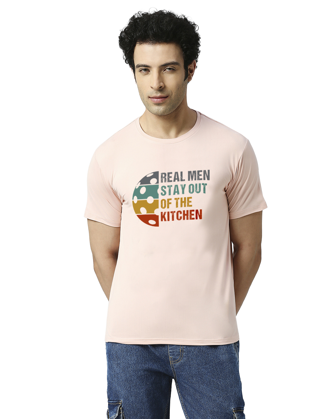 Pickleball- Real Men Stay Out Of Kitchen Peach Dry Fit T-shirt